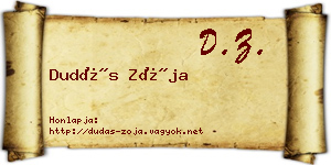 Dudás Zója névjegykártya